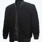 Adam Men’s Black Bomber Suede Jacket Front