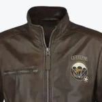 Airborne Call Of Duty Brown Leather Jacket Collar