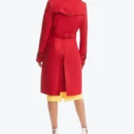 Alice Braga Red Wool Duster Trench Coat Back - Rare Jackets