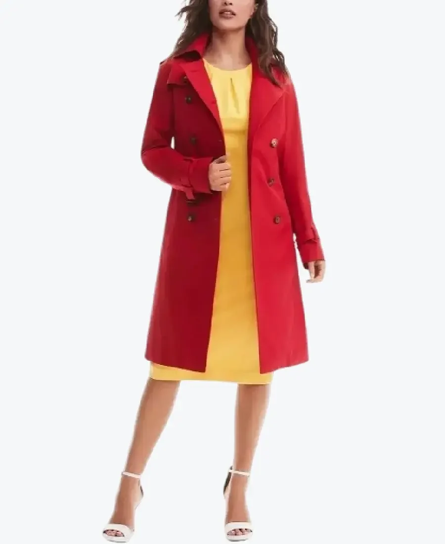 Shop The Alice Braga Red Wool Duster Trench Coat - Rare Jackets