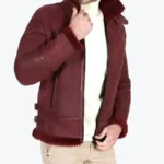 American Dark Maroon Leather Bomber Jacket Front - Rare Jackets