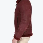 American Dark Maroon Leather Bomber Jacket Side - Rare Jackets