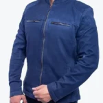Andrew Classic Blue Suede Jacket Front - Rare Jackets