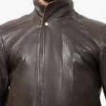 Andrew Men’s Brown Leather Jacket Collar