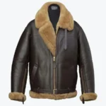 Aqua B-3 Shearling Brown Leather Aviator Jacket Rare Jacket