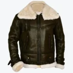 Army B-3 Shearling Brown Leather Aviator Jacket Rare Jacket