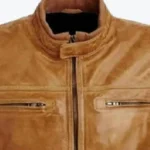 Arrow Colin Donnell Tan Brown Leather Jacket Collar