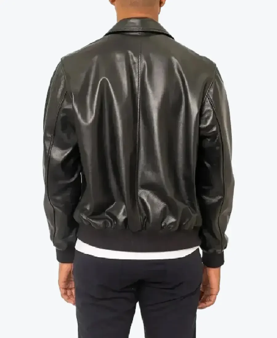 Aviator A2 USAAF Black Leather Bomber Jacket Back - Rare Jackets