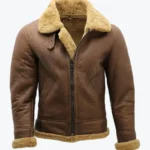 B-3 Bomber Brown Aviator Faux Fur Leather Jacket Rare Jacket