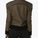 Betty Womens Brown Bomber Leather Jacket Back - Rare Jackets
