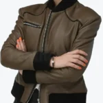 Betty Womens Brown Bomber Leather Jacket - Rare Jackets