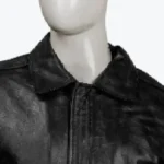 Black Bomber Real Sheepskin Leather Jacket Collar