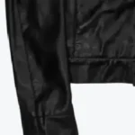 Black Cropped Cafe Leather Jacket Sleeves