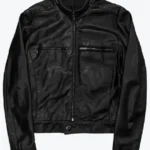Black Cropped Cafe Leather Jackets