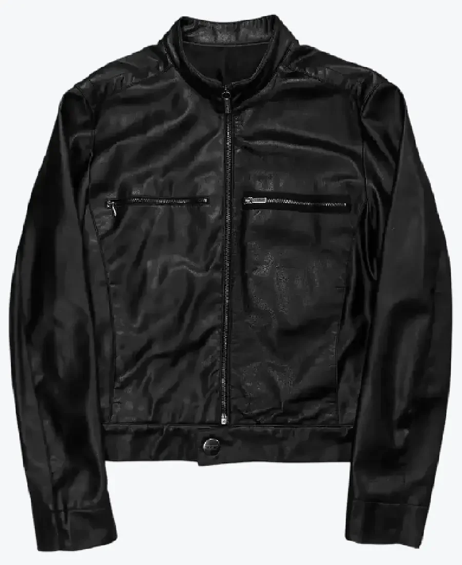 Black Cropped Cafe Leather Jackets