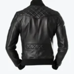 Black Leather Bomber Jacket Back - Rare Jackets
