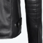 Black Real Leather Cafe Racer Jacket Sleeves