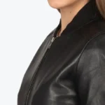 Bliss Black Leather Bomber Jacket Side - Rare Jackets