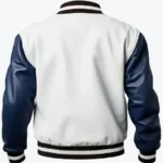 Blue White Men’s Genuine Leather Bomber Jacket Back - Rare Jackets