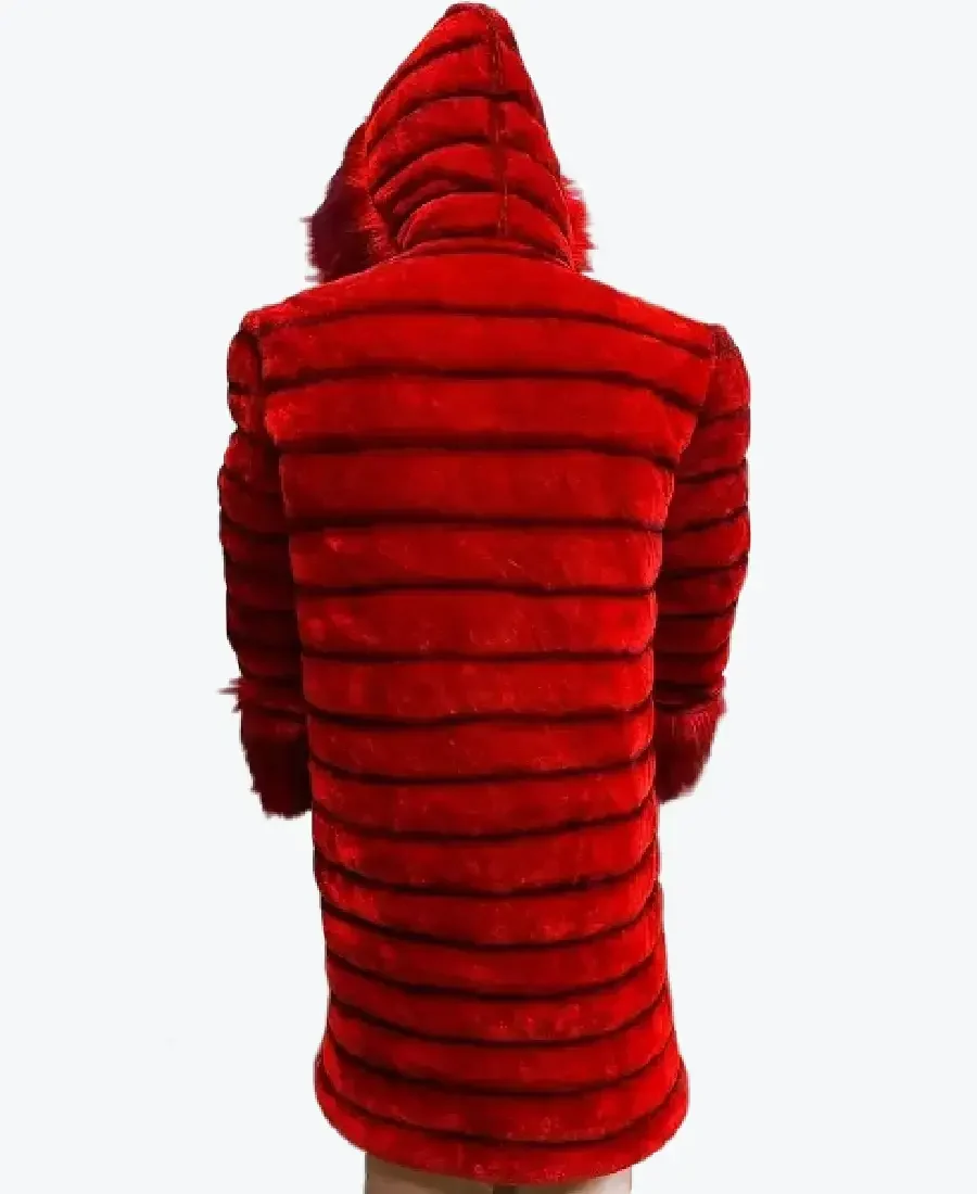 Blumarine Red Faux Fur Long Coat Back - Rare Jackets