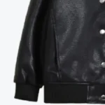 Bomber Black Faux Leather Jacket Sleeves