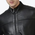 Bomber Leather Jacket Jack Black Collar