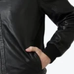Bomber Leather Jacket Jack Black Sleeves