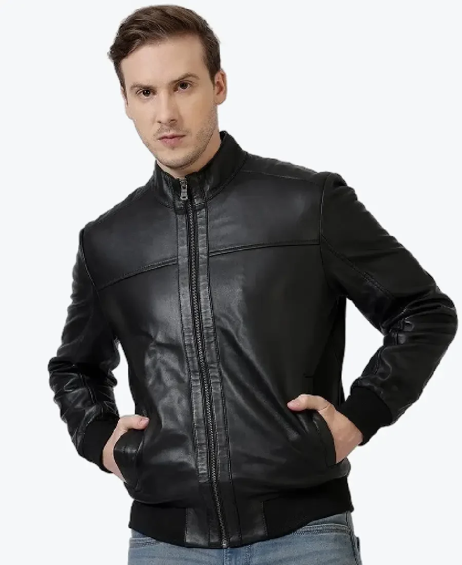 Bomber Leather Jacket Jack Black