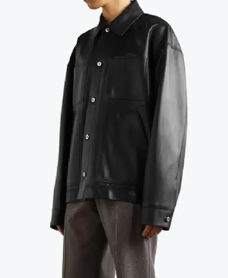 Men's Panelled Black Leather Jacket - Rare Jackets