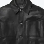 Men's Panelled Black Leather Jacket Collar - Rare Jackets