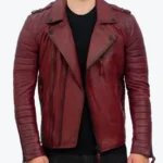 Brando Lambskin Burgundy Biker Jackets Rare Jacket