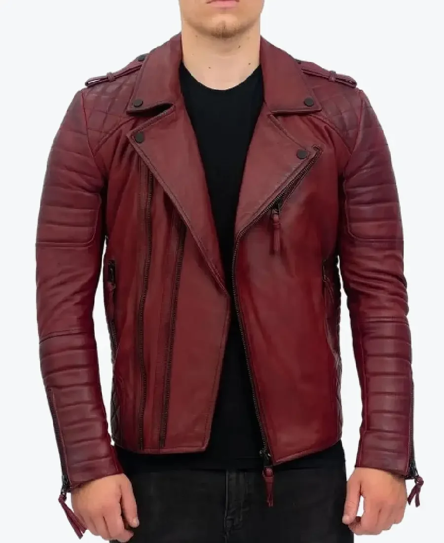 Brando Lambskin Burgundy Biker Jackets Rare Jacket