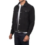 Bravo Men’s Black Trucker Suede Jacket - Image 4