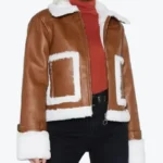 Brown Cropped Aviator Leather Jacket Rare Jacket