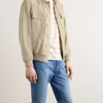 Men’s Beige Shirt Style Suede Jacket - Image 3