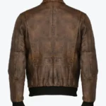 Bush Men’s Distressed Brown A-2 Bomber Leather Jacket - Image 2