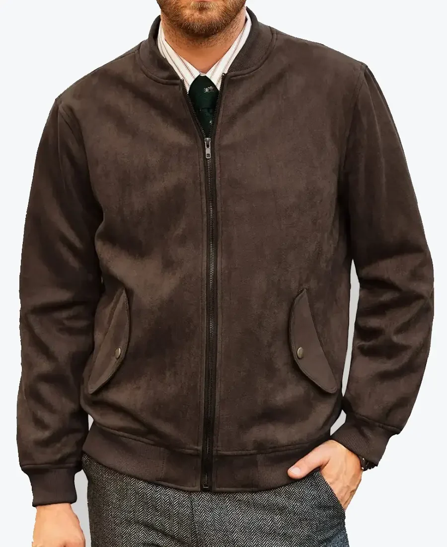 Carter Mens Dark Brown Bomber Suede Leather Jacket - Rare Jackets