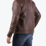 Casual Brown Signature Diamond Lambskin Leather Jacket Back - Rare Jackets
