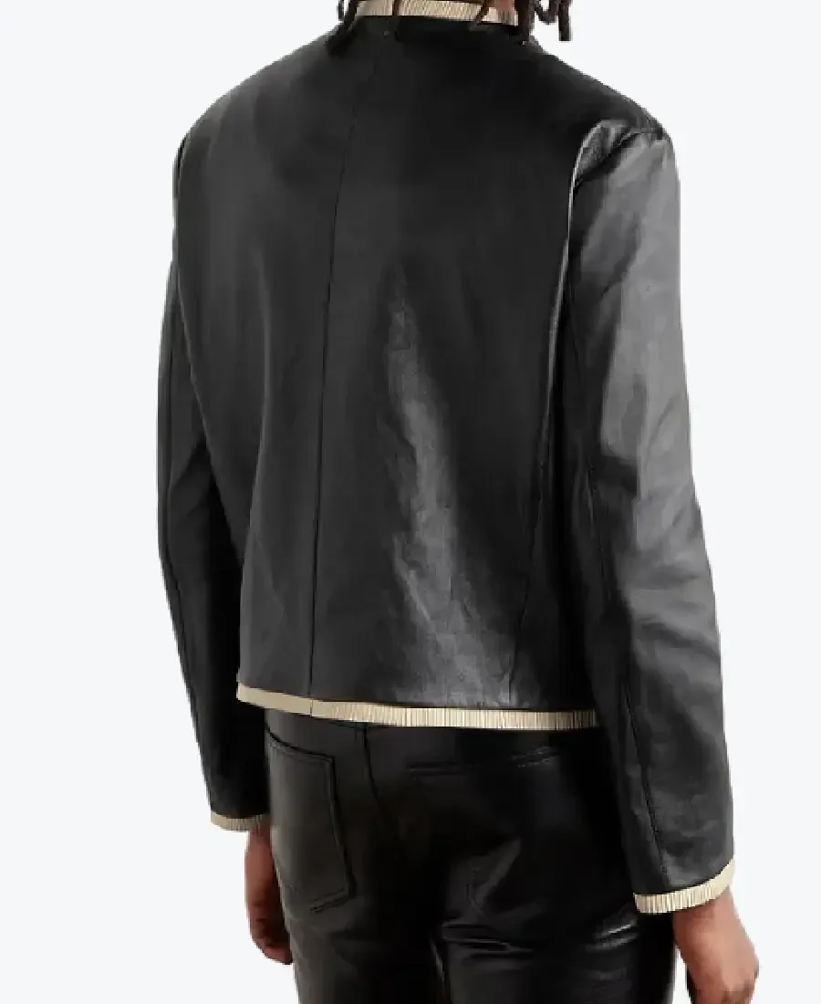 Women Crystal Embellished Leather Jacket Back - Rare Jackets