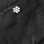 Women Crystal Embellished Leather Jacket Closeup - Rare Jackets