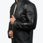 Charcoal Black Slim fit Leather Jacket Side - Rare Jackets