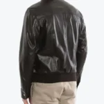 Charles Mens Black Bomber Leather Jacket Back - Rare Jackets