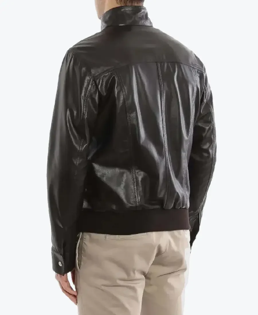charles mens black bomber leather jacket back - rare jackets