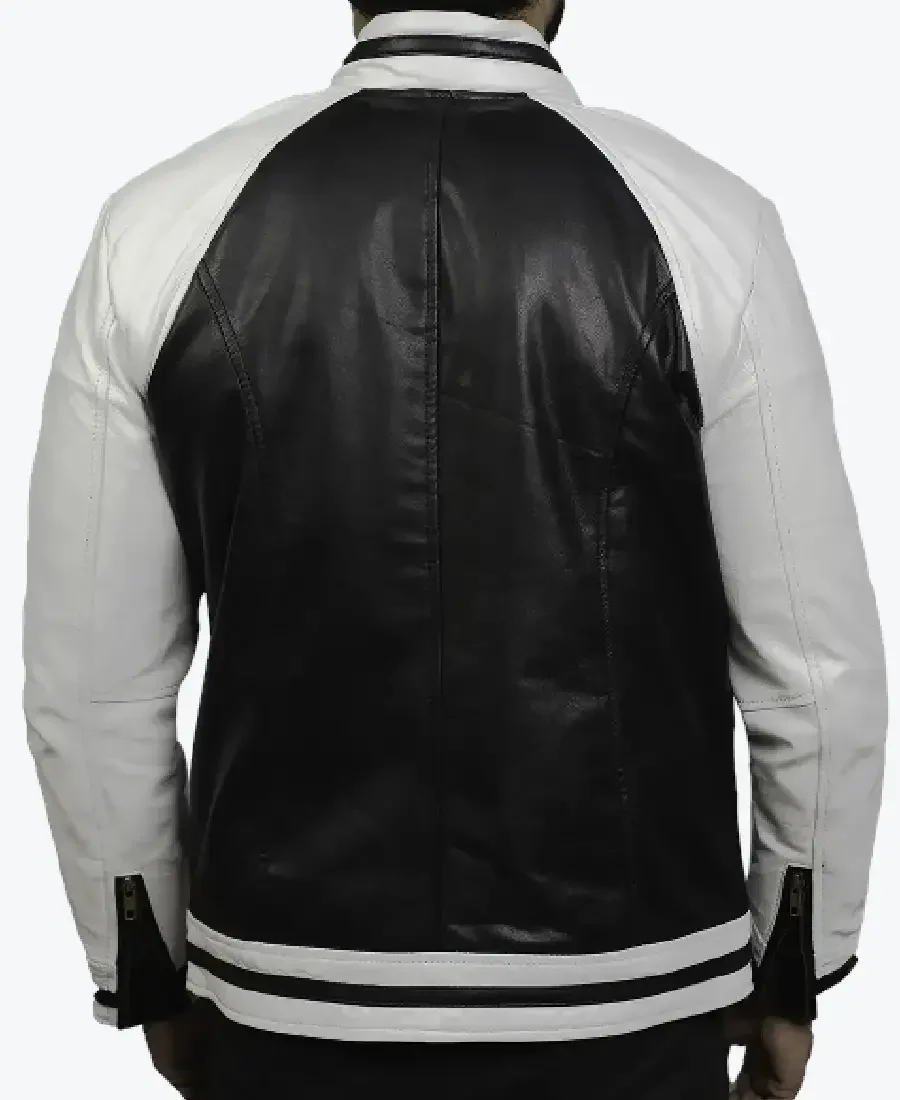 Charles Men’s Classic Black Stripped Bomber Style Jacket Back - Rare Jackets