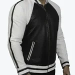 Charles Men’s Classic Black Stripped Bomber Style Jacket Front - Rare Jackets