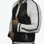 Charles Men’s Classic Black Stripped Bomber Style Jacket Side - Rare Jackets