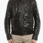 Charlie Black Leather Jacket Front - Rare Jackets