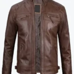 Chocolate Brown Cafe Mens Leather Motorcycle Jacket - Rare Jackets