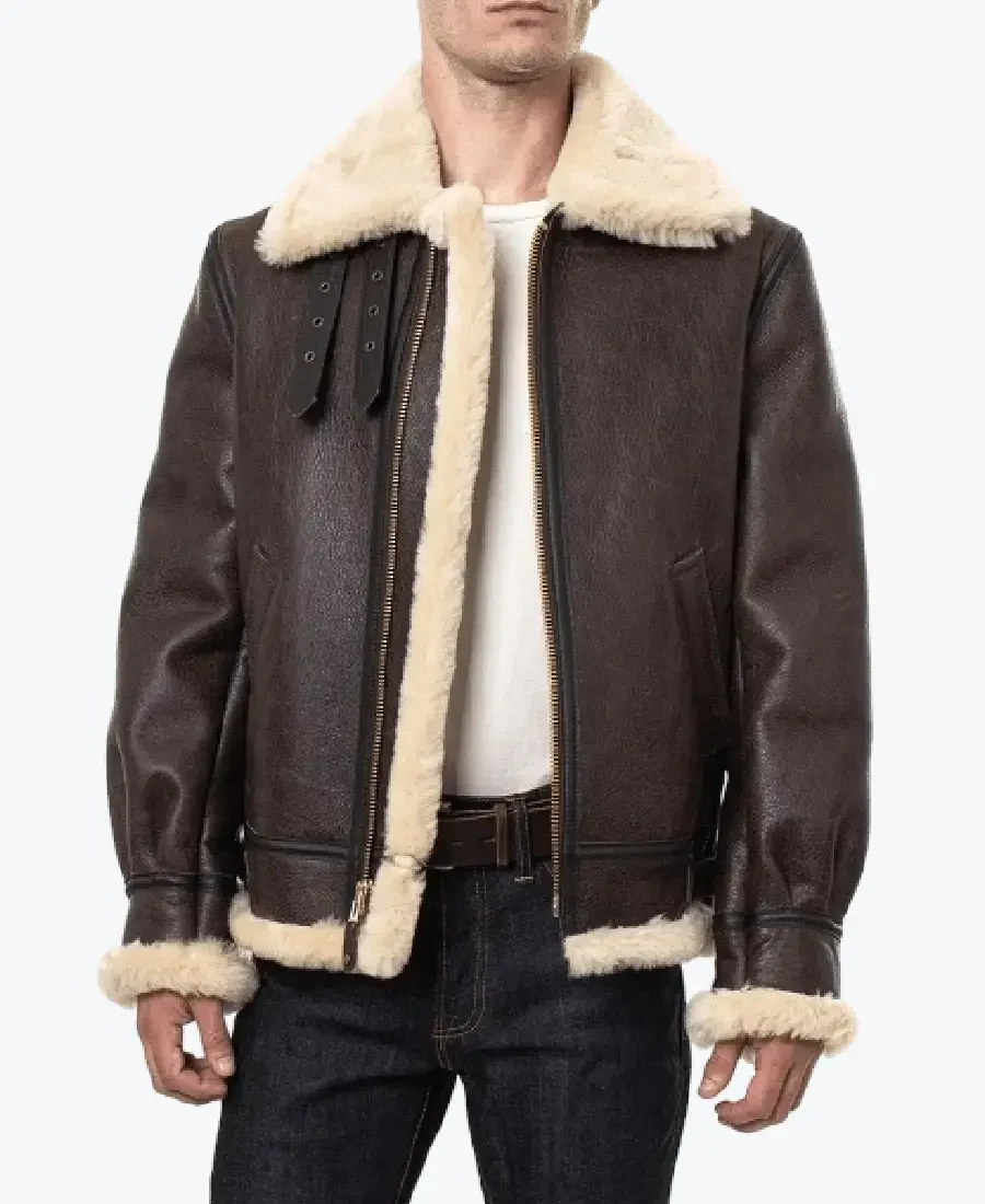 Classic Brown Sheepskin B3 Bomber Shearling Jacket