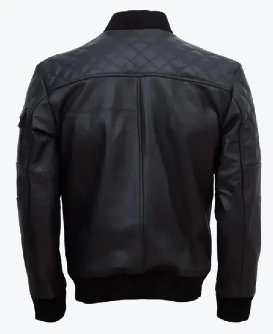 classic men slim fit black quilted bomber jacket back - rare jackets